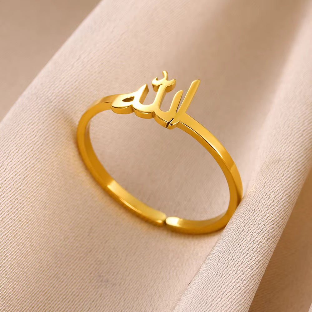 Arabic Allah Gold Plated Adjustable Ring