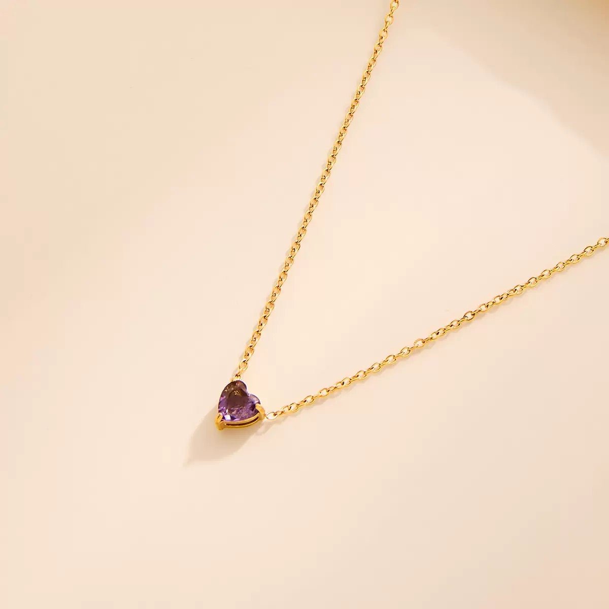 Heart Birthstone Dainty Pendant Necklace - Image 4