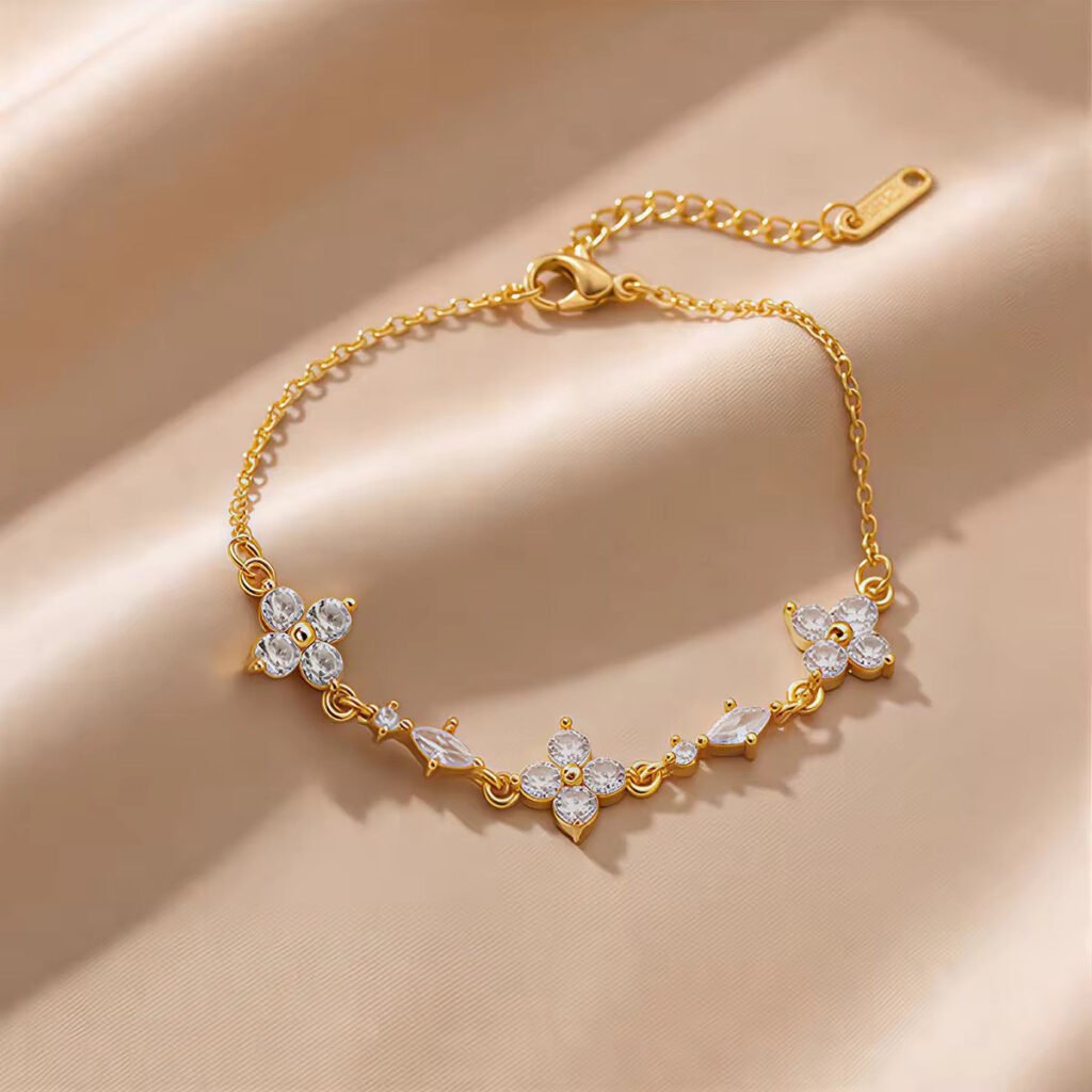 Luxe Blossom Crystal Link Bracelet