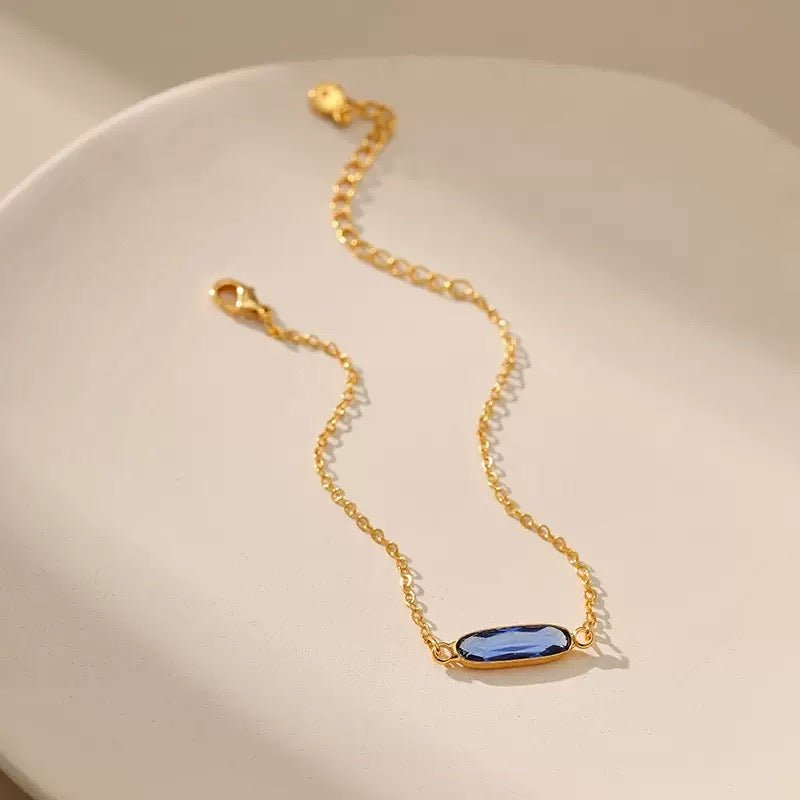 18K Gold Plated Blue Bar Gemstone Bracelet