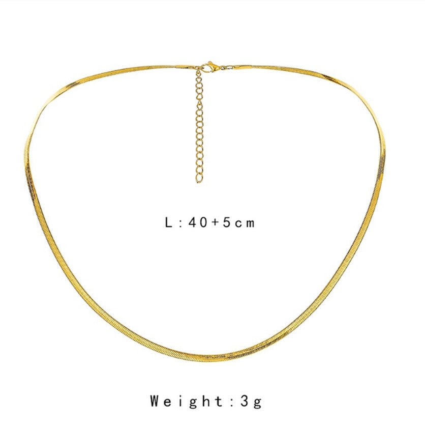 Classic Gold Plated Herringbone Necklace - Image 3