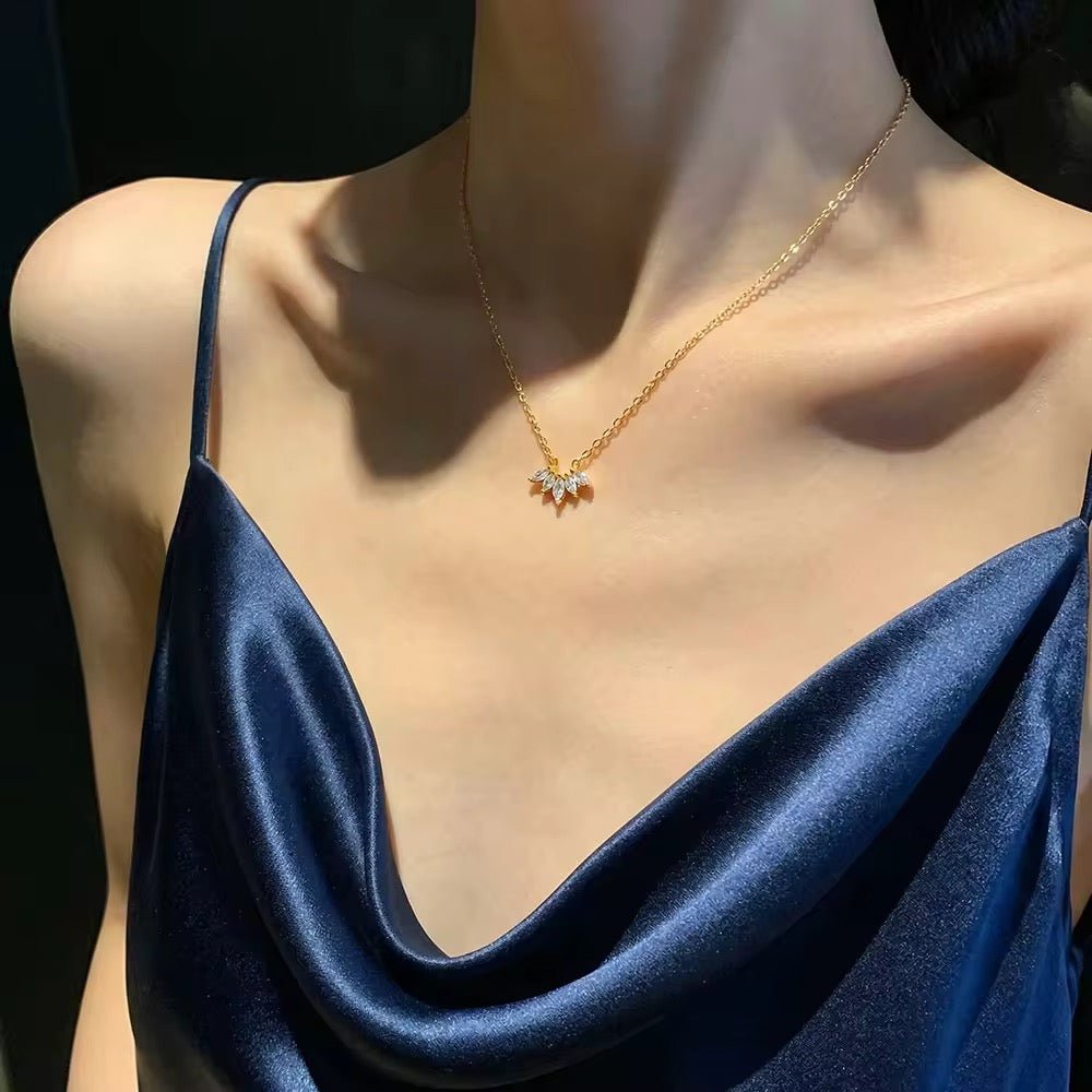 Gold-Tone Marquise Crystal Cluster Necklace