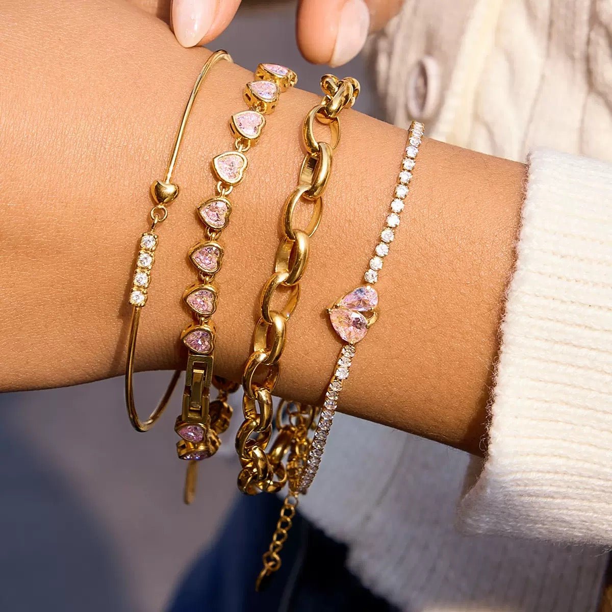 Blush Heart Tennis Bracelet - Image 3