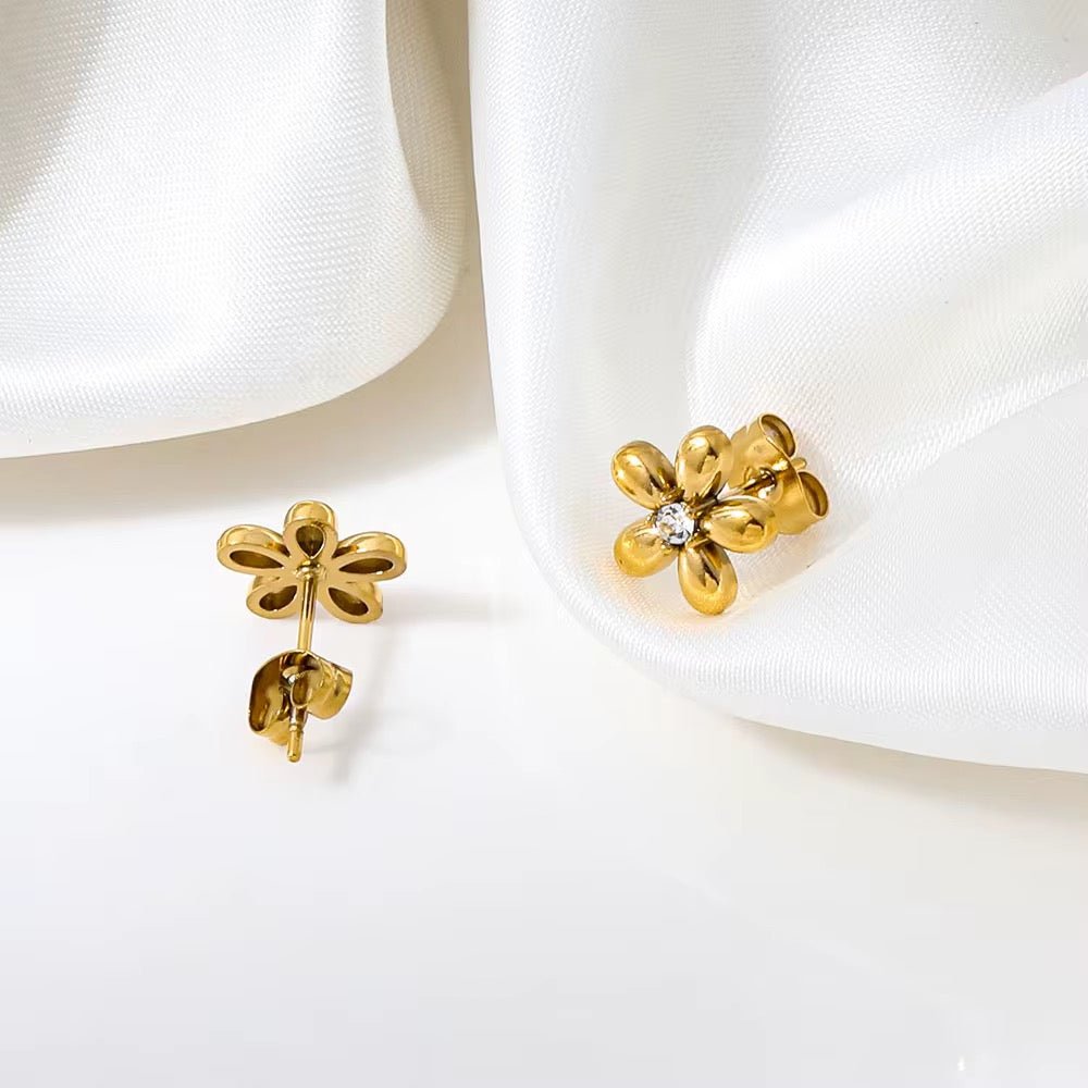 Dainty Blossom Crystal Stud Earrings - Image 4