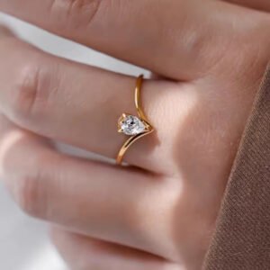 Teardrop Crystal Gold Plated Ring
