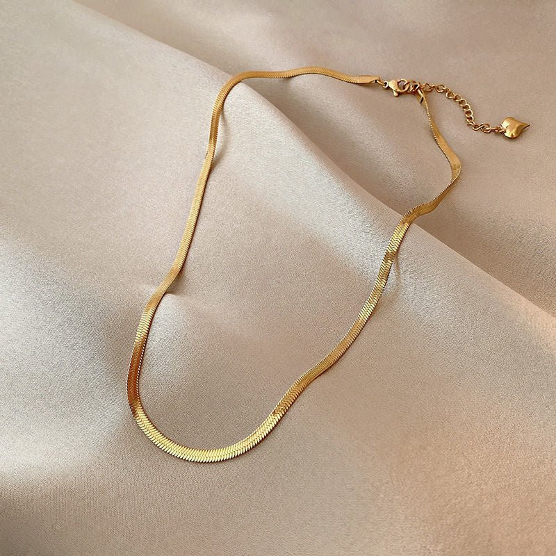 Classic Gold Plated Herringbone Necklace - Image 2