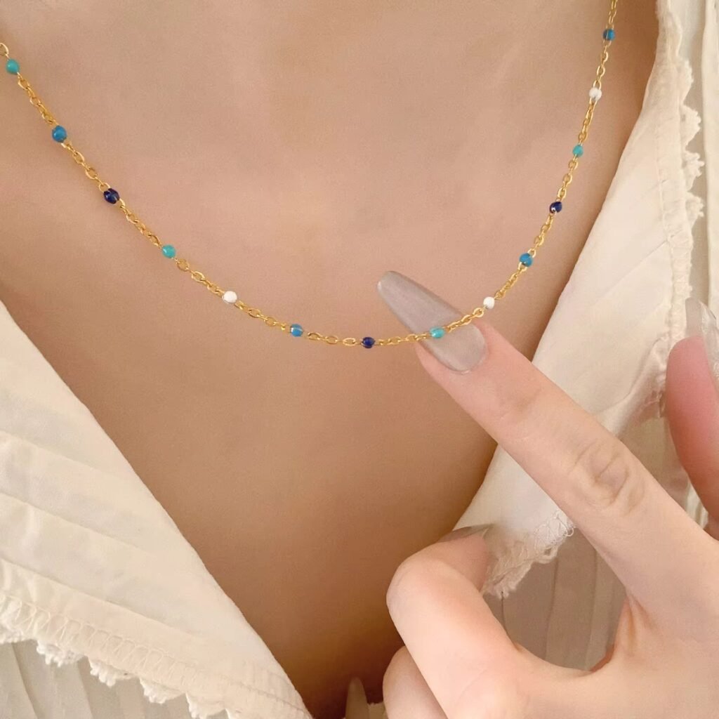 Classic Gold Plated Multi Color Necklace