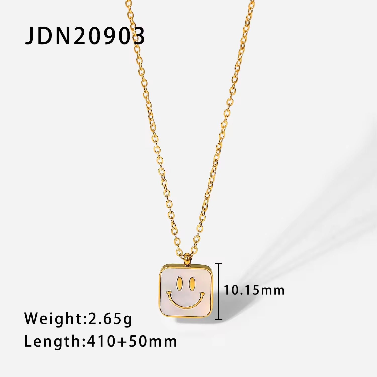 Gold Plated Square Smiley Face Necklace - Image 5