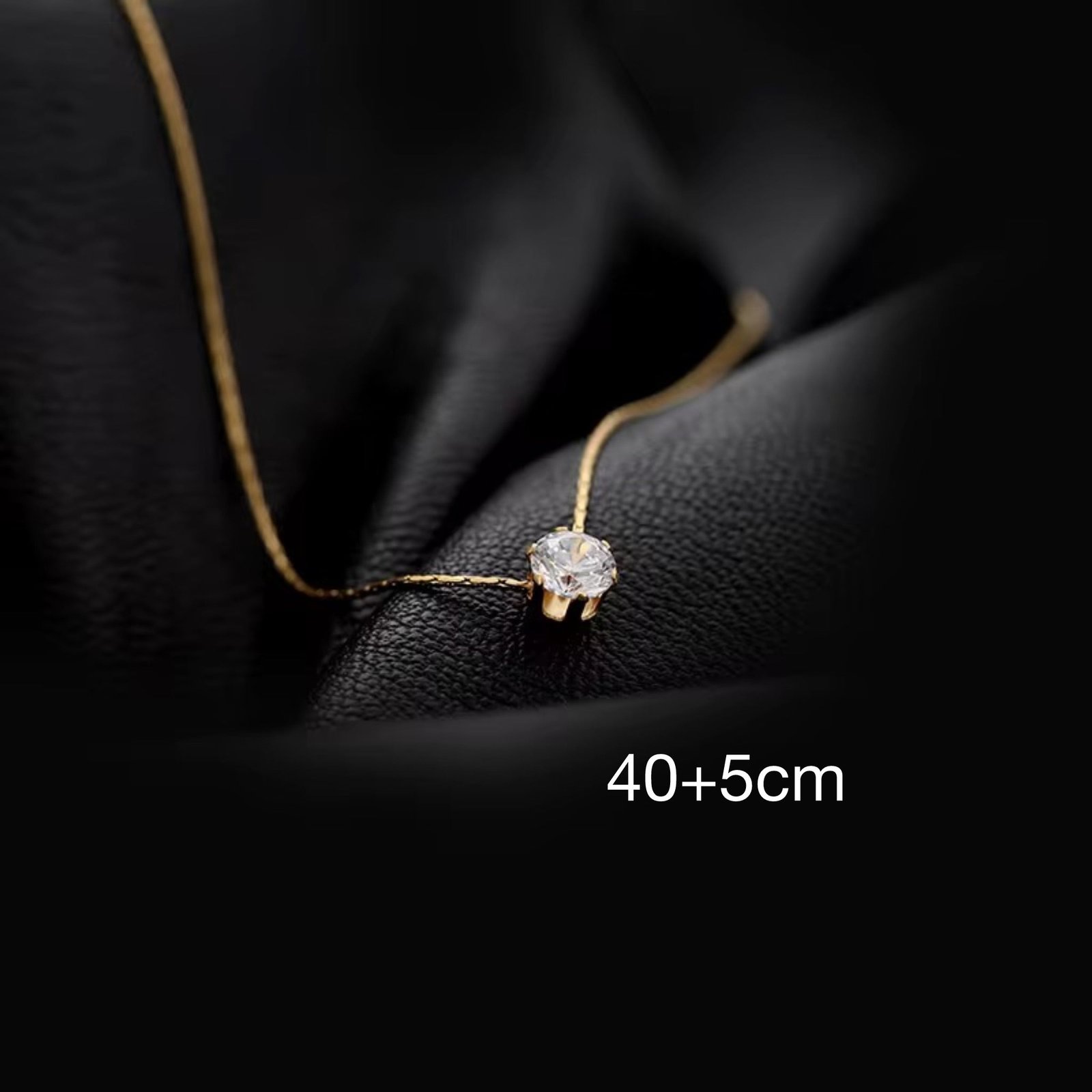 Minimal Crystal-Studded Gold Plated Necklace - Image 4