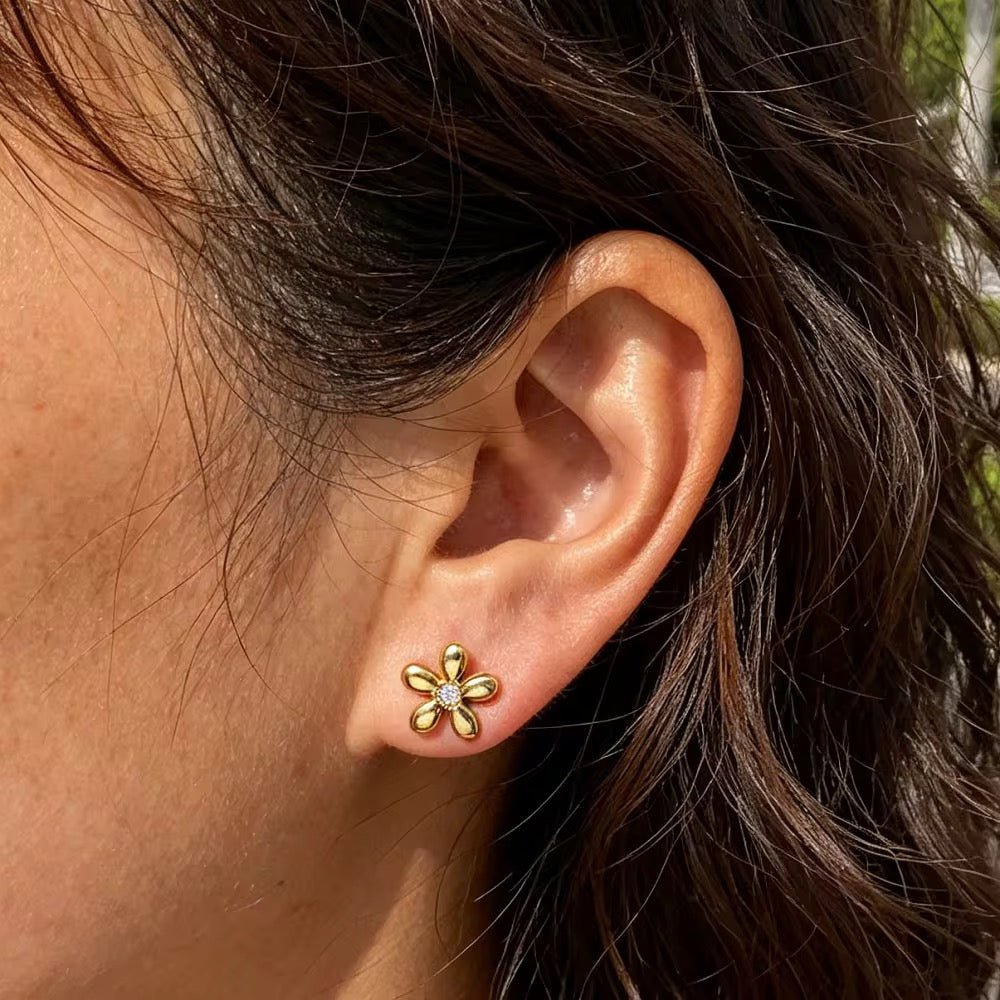 Dainty Blossom Crystal Stud Earrings