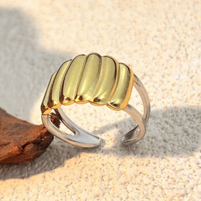 Bold Textured Adjustable Stainless Steel Ring – Gold & Silver Finish