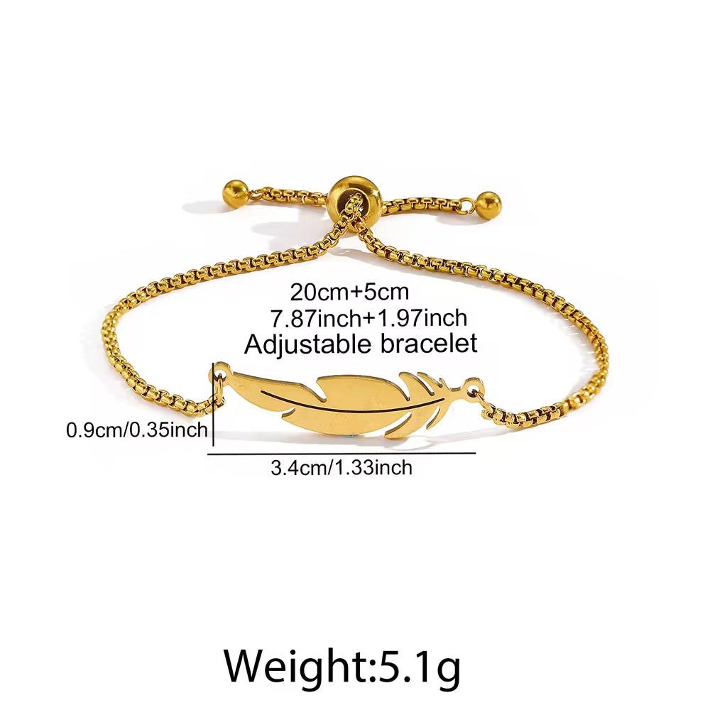 Bohemian Gold Feather Adjustable Bolo Bracelet - Image 4