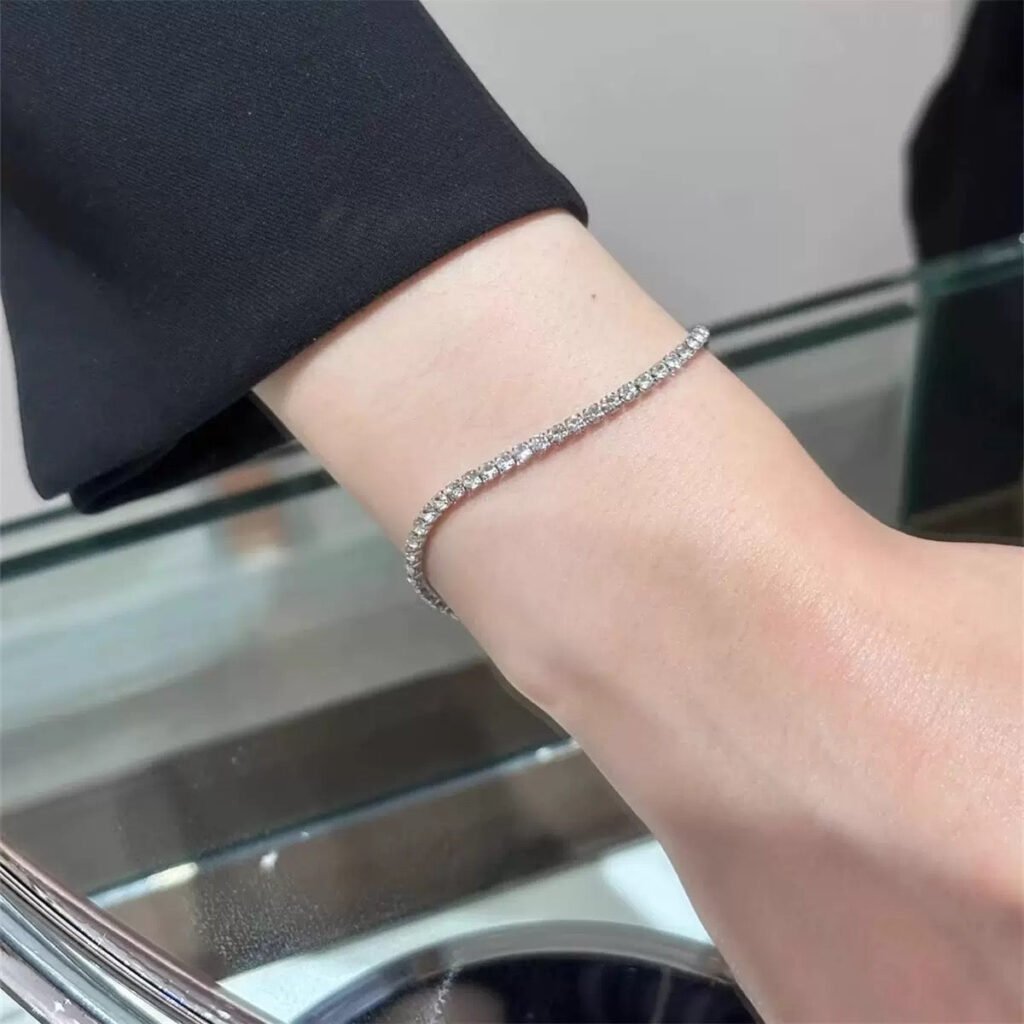 Classic Silver Tone Crystal Tennis Bracelet