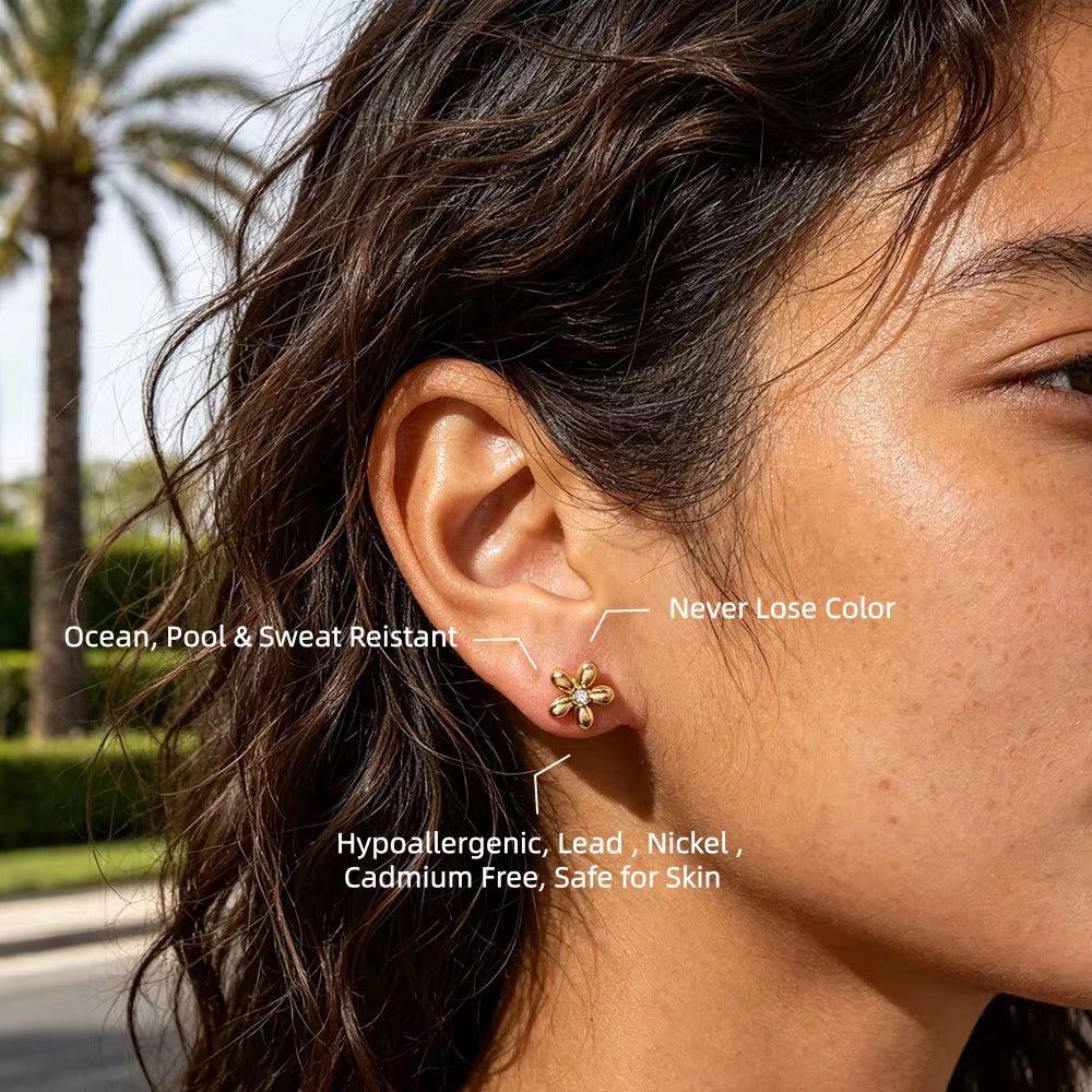 Dainty Blossom Crystal Stud Earrings - Image 3