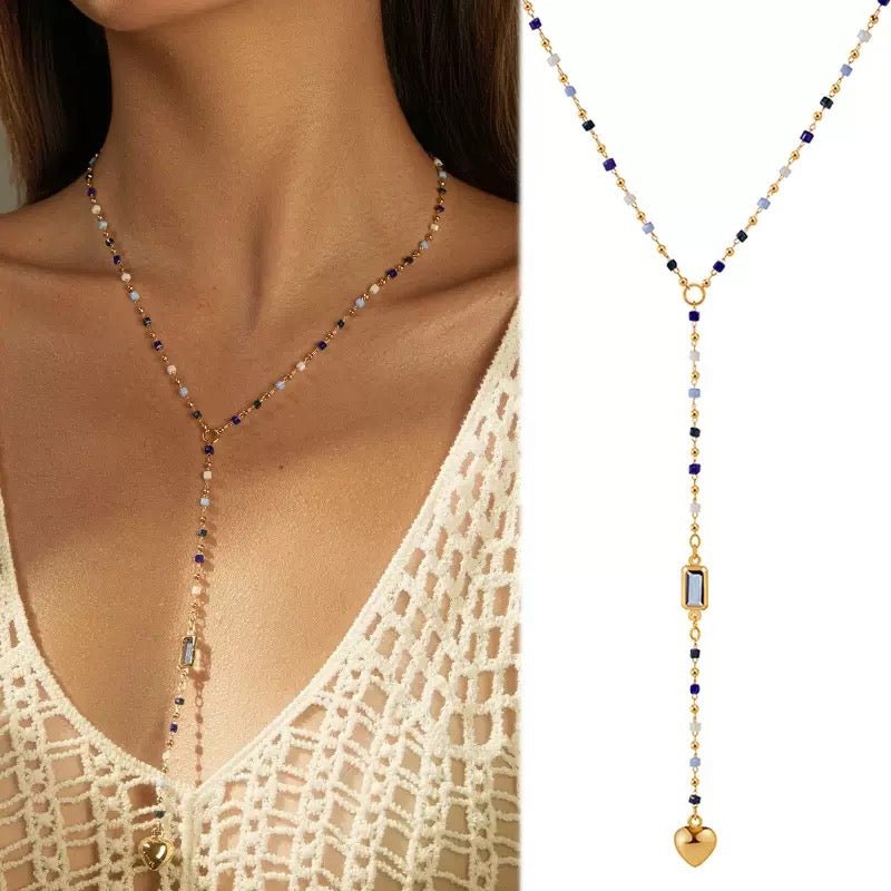 Azure Heart Lariat Necklace - Image 4