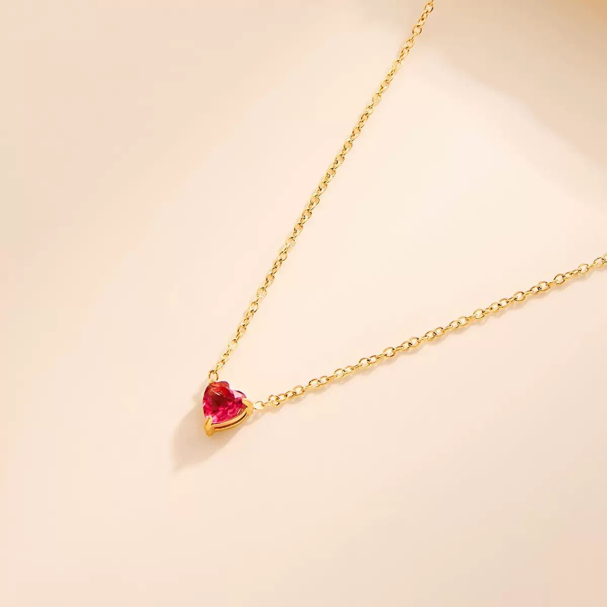 Heart Birthstone Dainty Pendant Necklace - Image 3