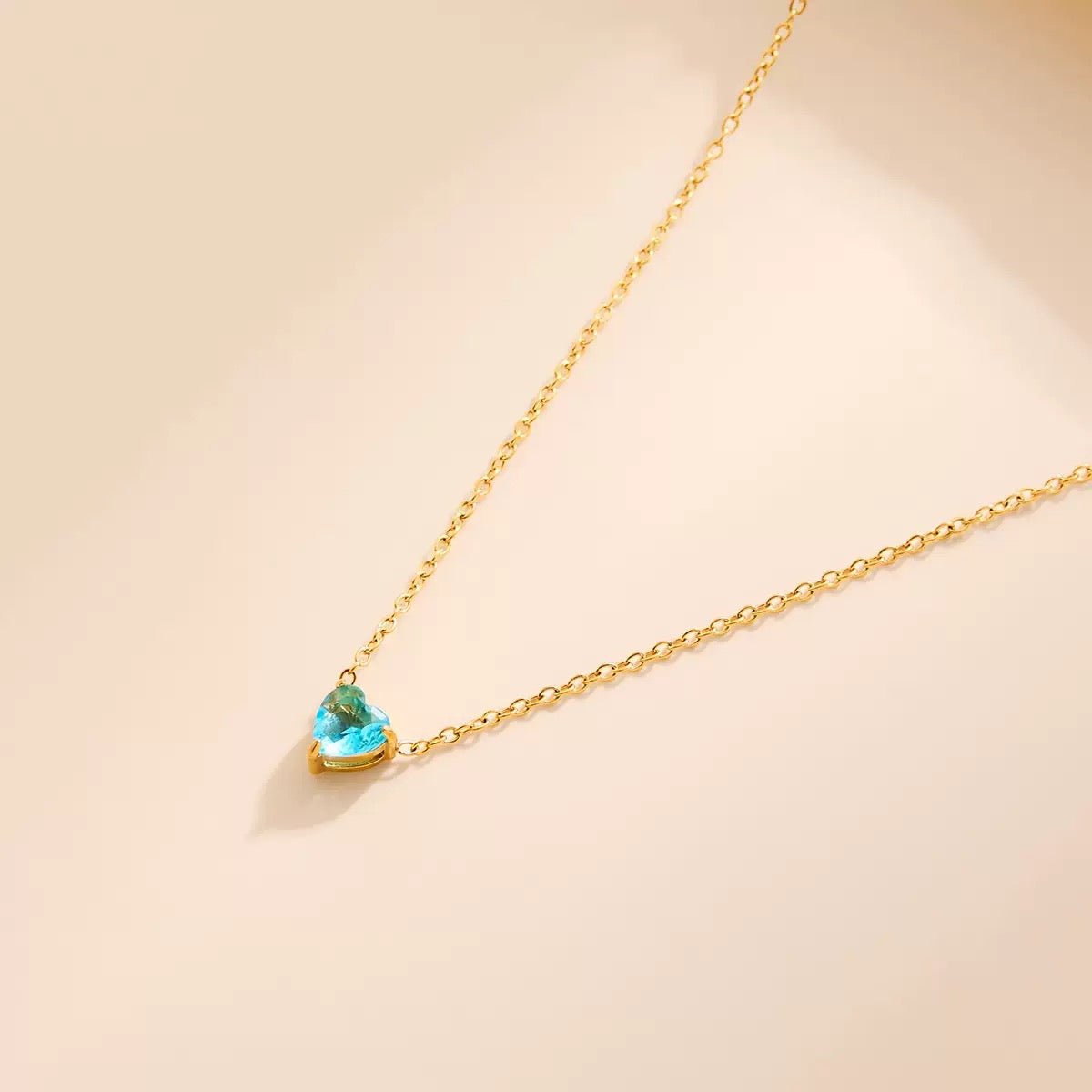 Heart Birthstone Dainty Pendant Necklace - Image 5