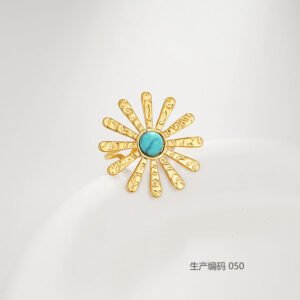 Sunburst Turquoise Adjustable Statement Ring