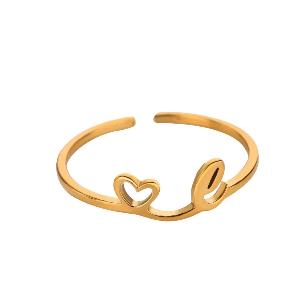Minimal Gold Plated Initial Letter Adjustable Ring - Image 8