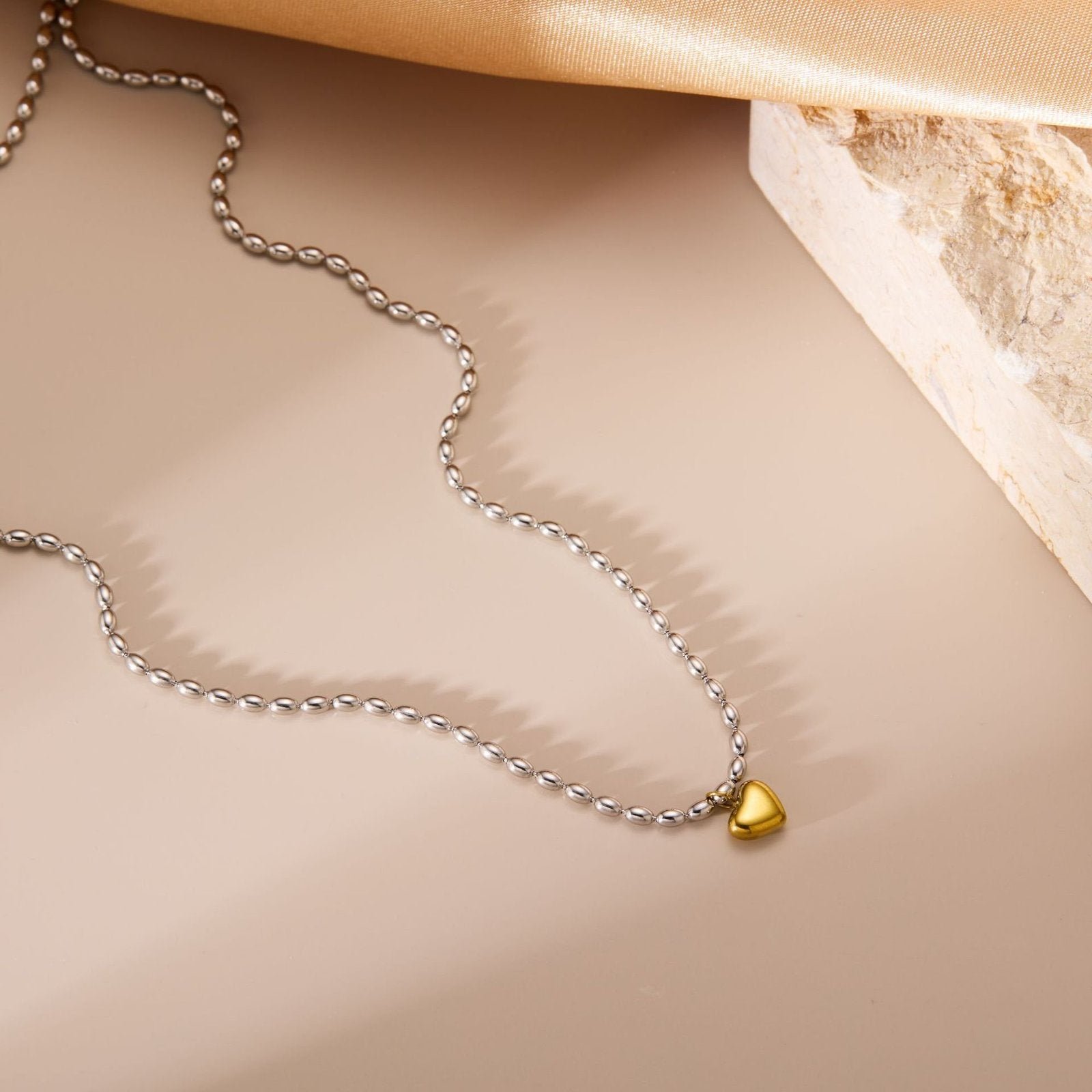 The Golden Heart Bead Necklace - Image 6