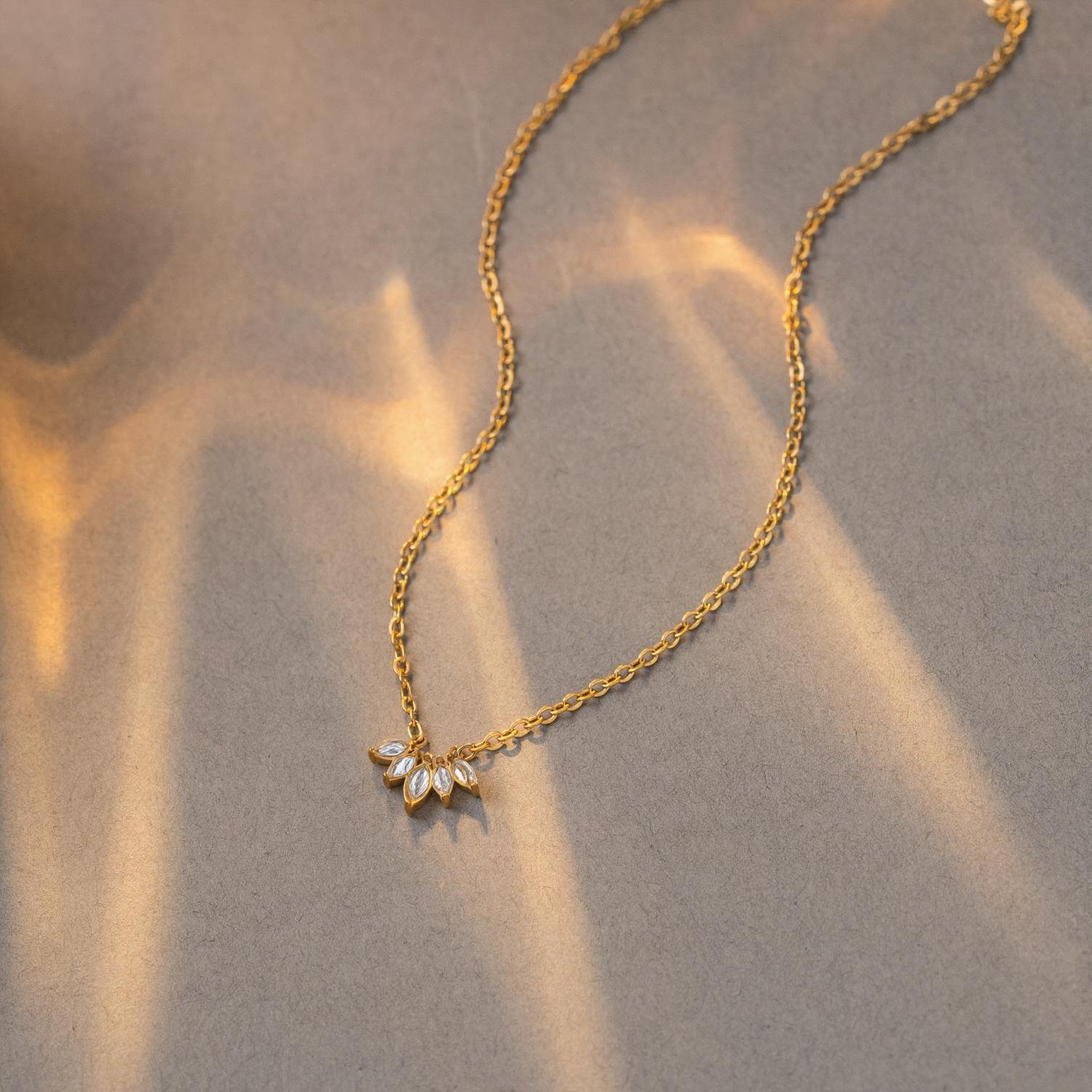 Gold-Tone Marquise Crystal Cluster Necklace - Image 3
