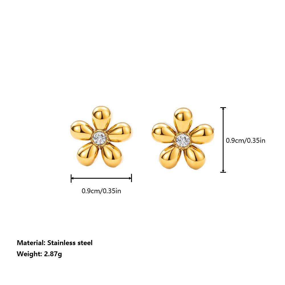 Dainty Blossom Crystal Stud Earrings - Image 5