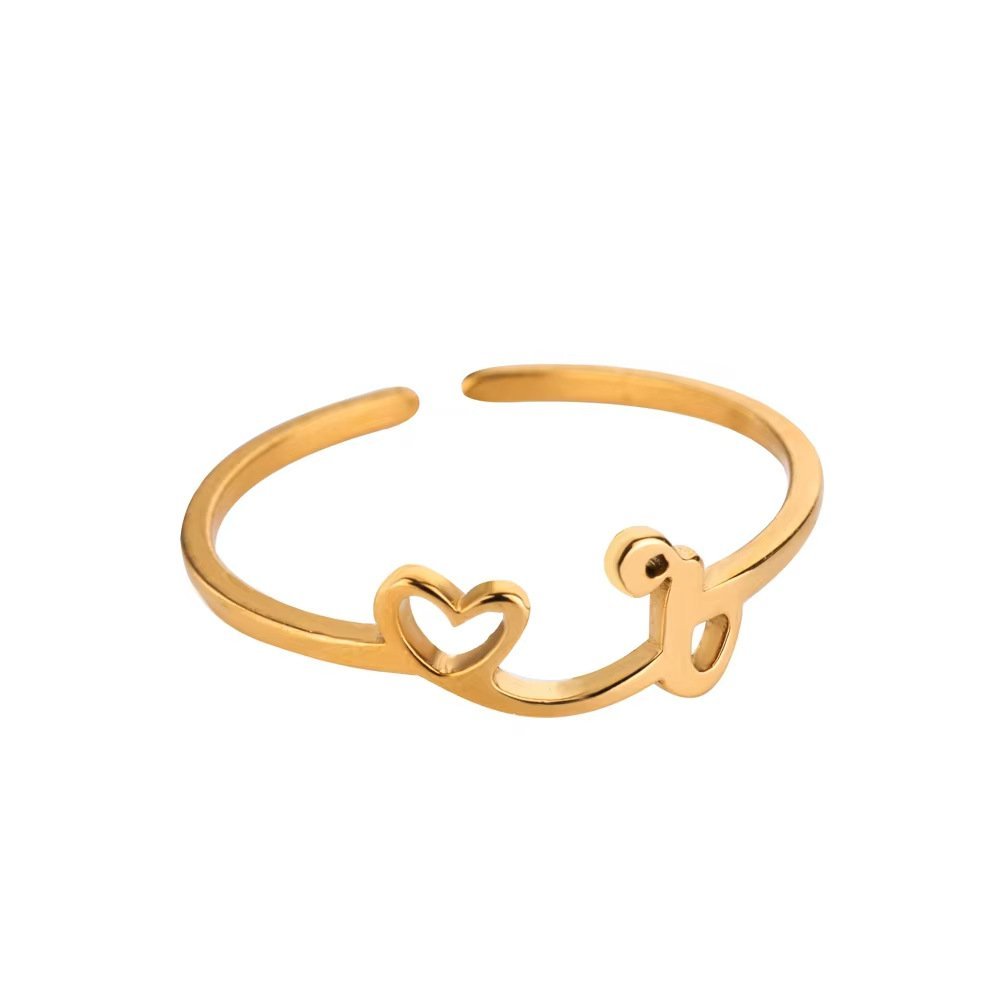 Minimal Gold Plated Initial Letter Adjustable Ring - Image 21