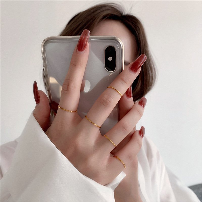 Ultra Slim Gold Plated Ring Set (5 Pieces)