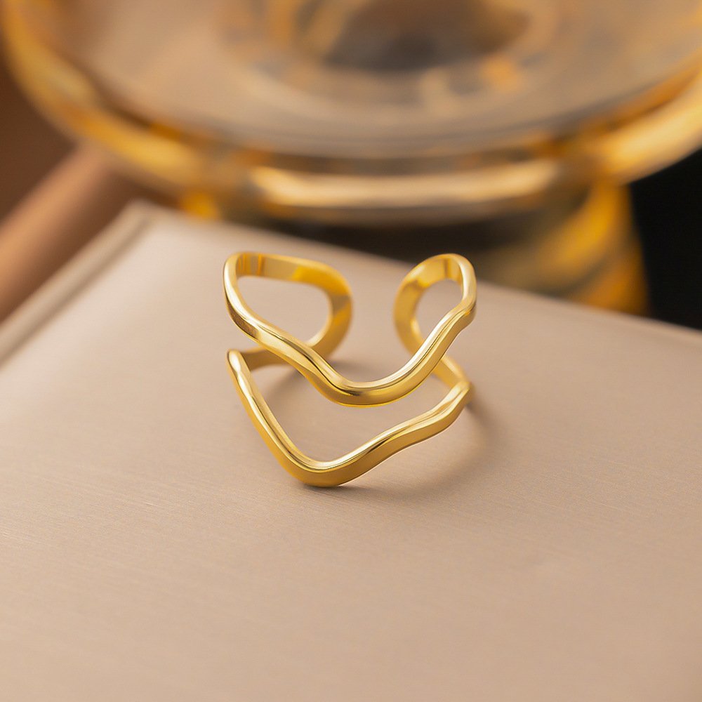 Loop Wave Gold Plated Adjustable Ring - Image 2