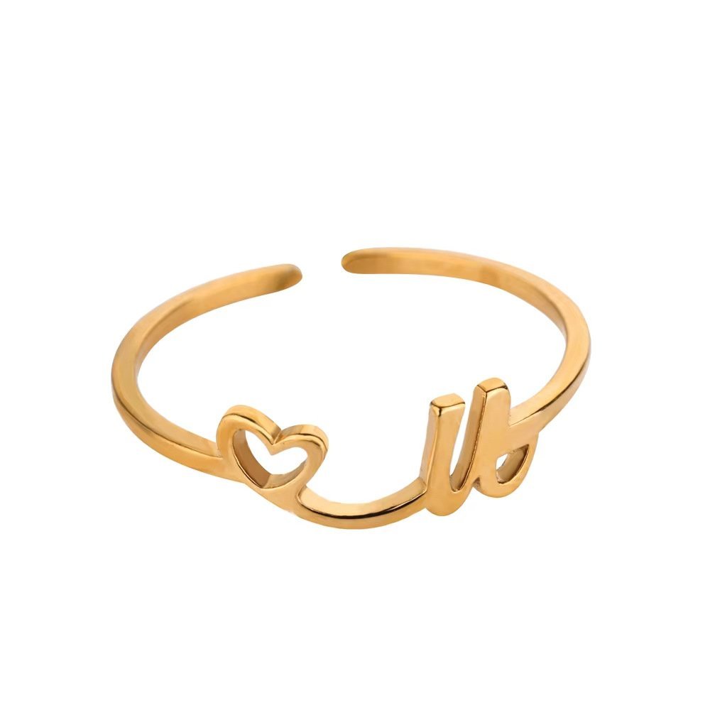 Minimal Gold Plated Initial Letter Adjustable Ring - Image 24