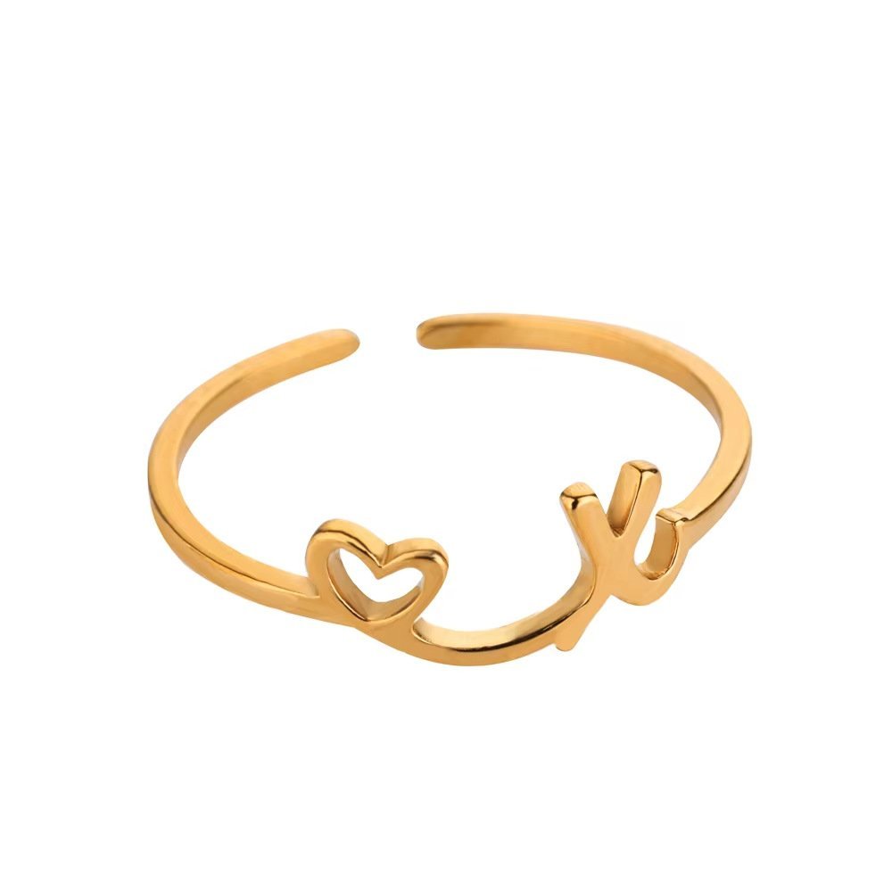 Minimal Gold Plated Initial Letter Adjustable Ring - Image 27