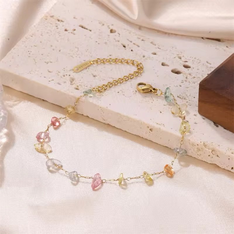 Thick Chained Multi-Charm Waterproof Blue Stone Bracelet